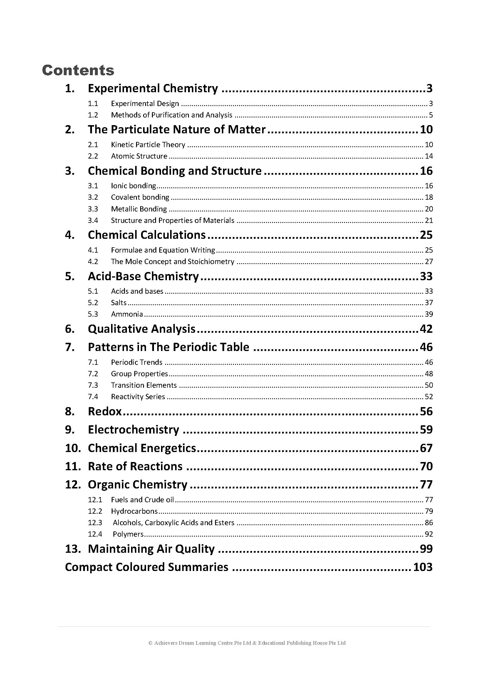 Secondary 3/Secondary 4 Chemistry Achievers: Ultimate Summaries