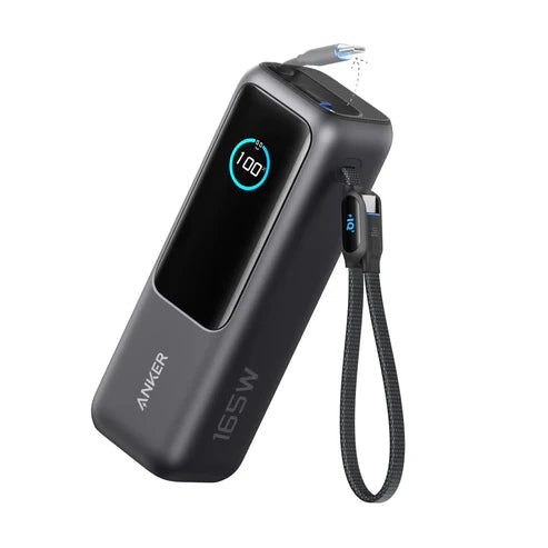 Anker Power Bank 25000mAh 165W Ultra-Fast Portable Charger with Built-In and Retractable USB C Cables A1695