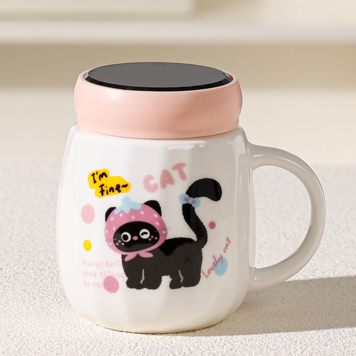  CERAMIC MUG CAT W LID SP24372