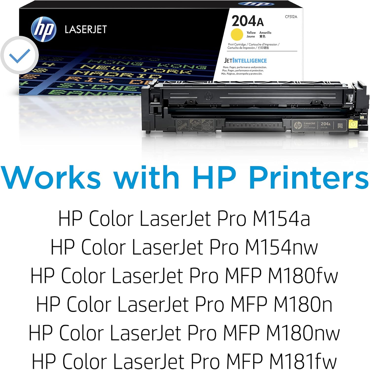 HP CF512A Original LaserJet Toner Cartridge, 204A Yellow