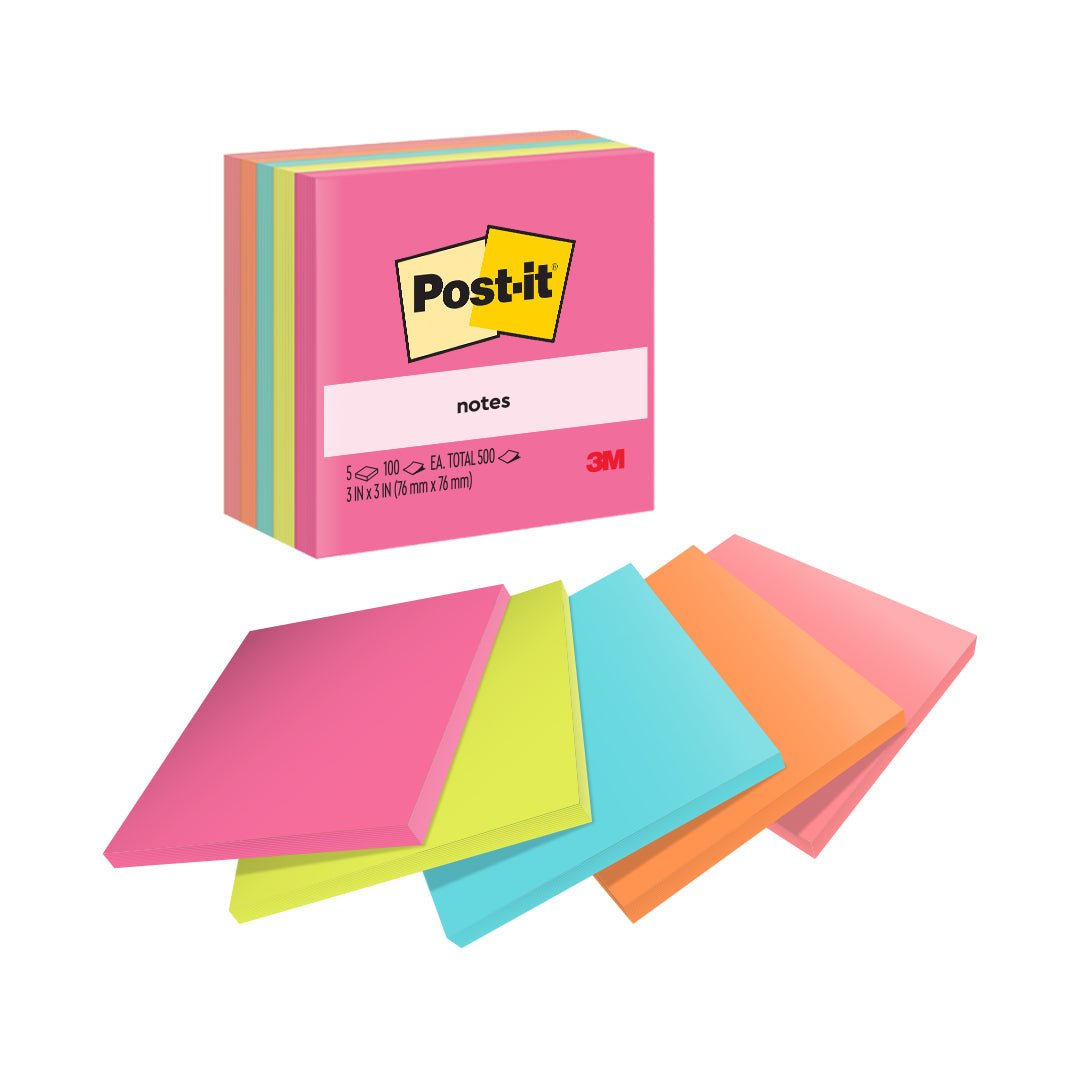 Post-it® 654-5an Capetown Premium Assorted Colours, 3x3"