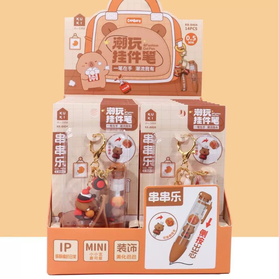  Capybara Keychain With Pen – 2 Assorted Designs 