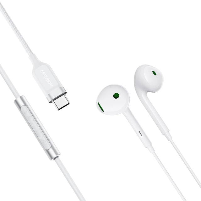 Acefast L7 USB-C Semi-In-Ear Wired Earphones With Mic – White 