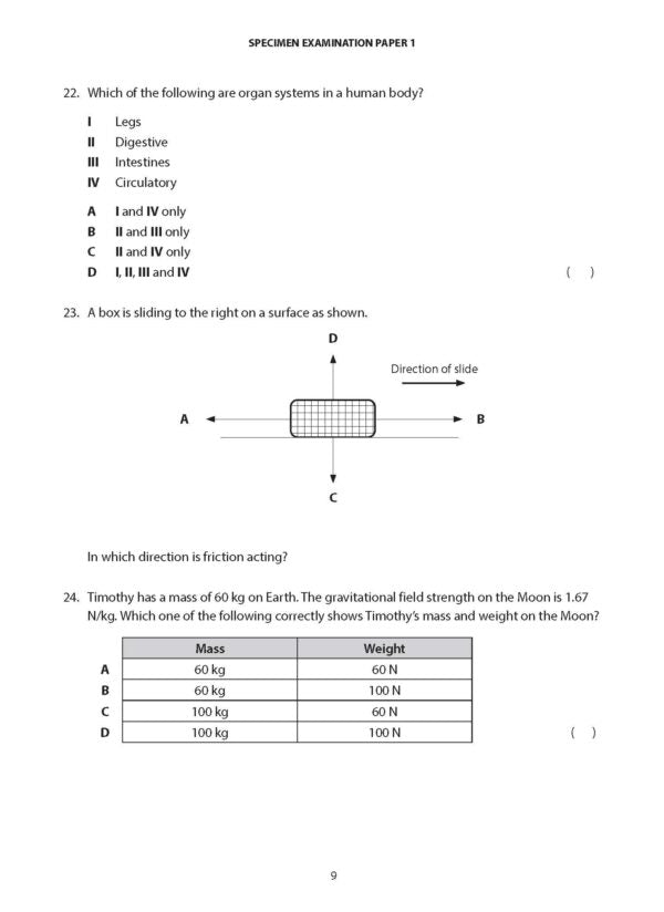 Secondary 1 Science (G3) Examination Practice
