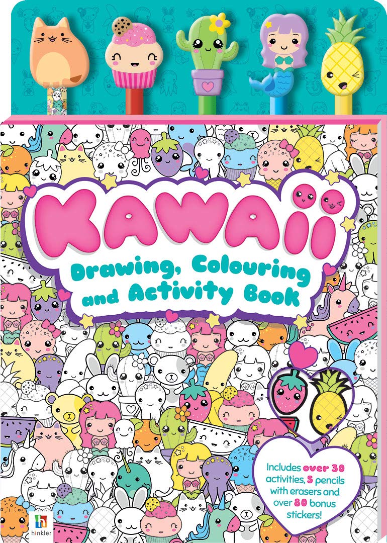 Kawaii Drawing, Colouring and Activity Book (5-Pencil Sets) (Paperback – Coloring Book)