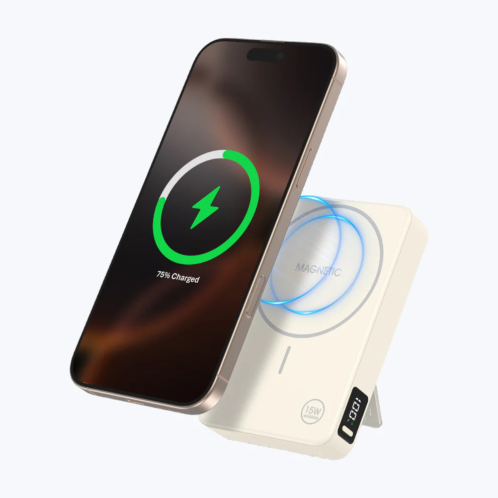 Mazer MagAir20 10000mAh Magnetic Wireless Power Bank - Cream