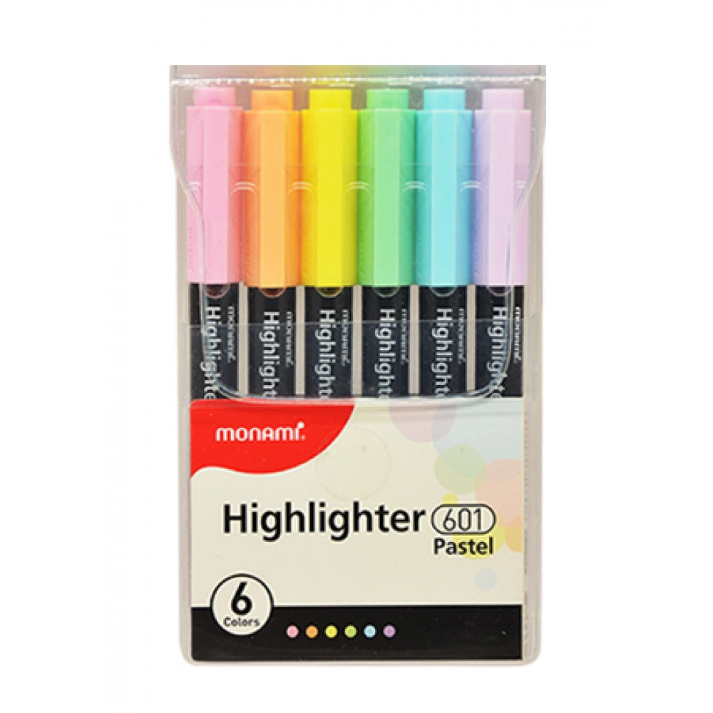 MONAMI 601 Highlighter 6 Pastel Colours Per Pack
