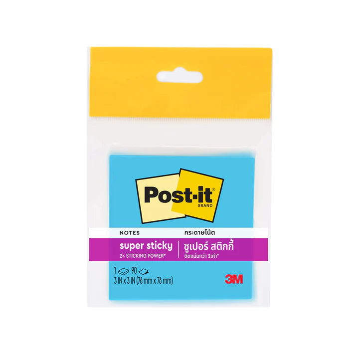 Post-it® 654-1sseb Electric Blue Super Sticky Notes 3x3", 90sheets