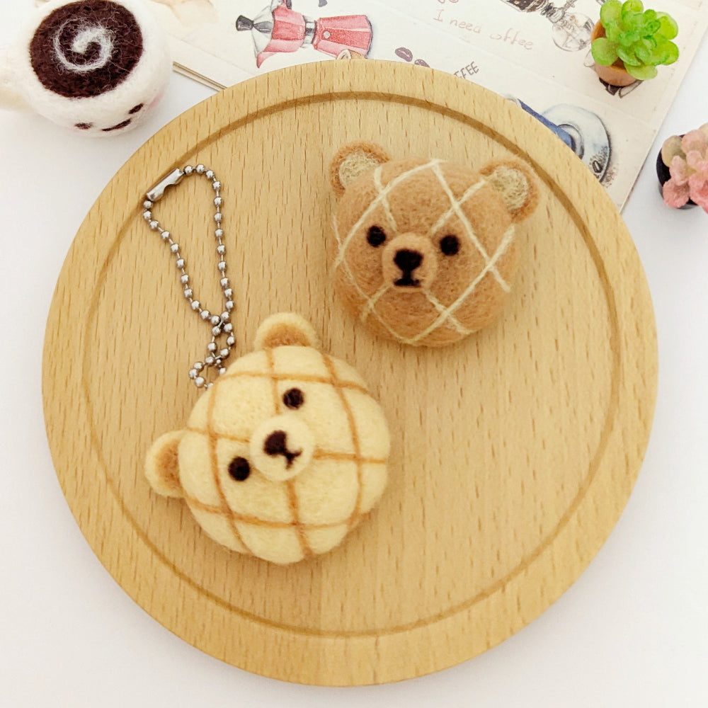 DIY Needle Felt Key Charm - Pineapple Bun Bear