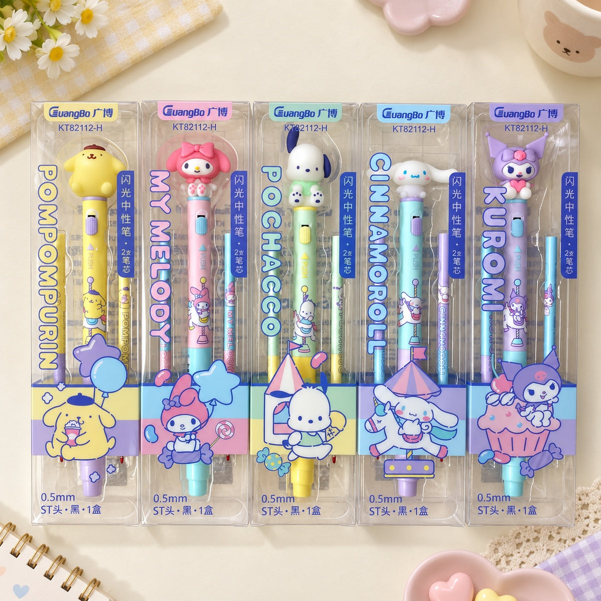  Sanrio Characters Light Up Gel Pen With 2 Refills 0.5mm Assorted 
