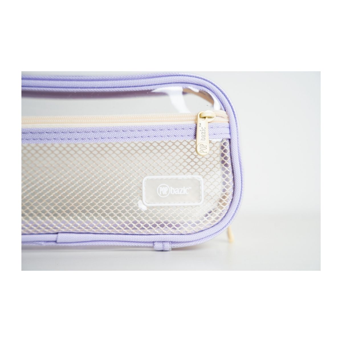 Pop Bazic Transparent Double Zip Pencil Bag (Purple) - PB-817QT- Purple