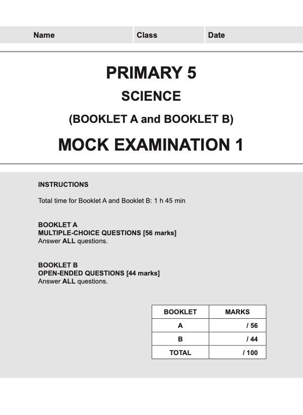 Primary 5 Science Mock Examinations