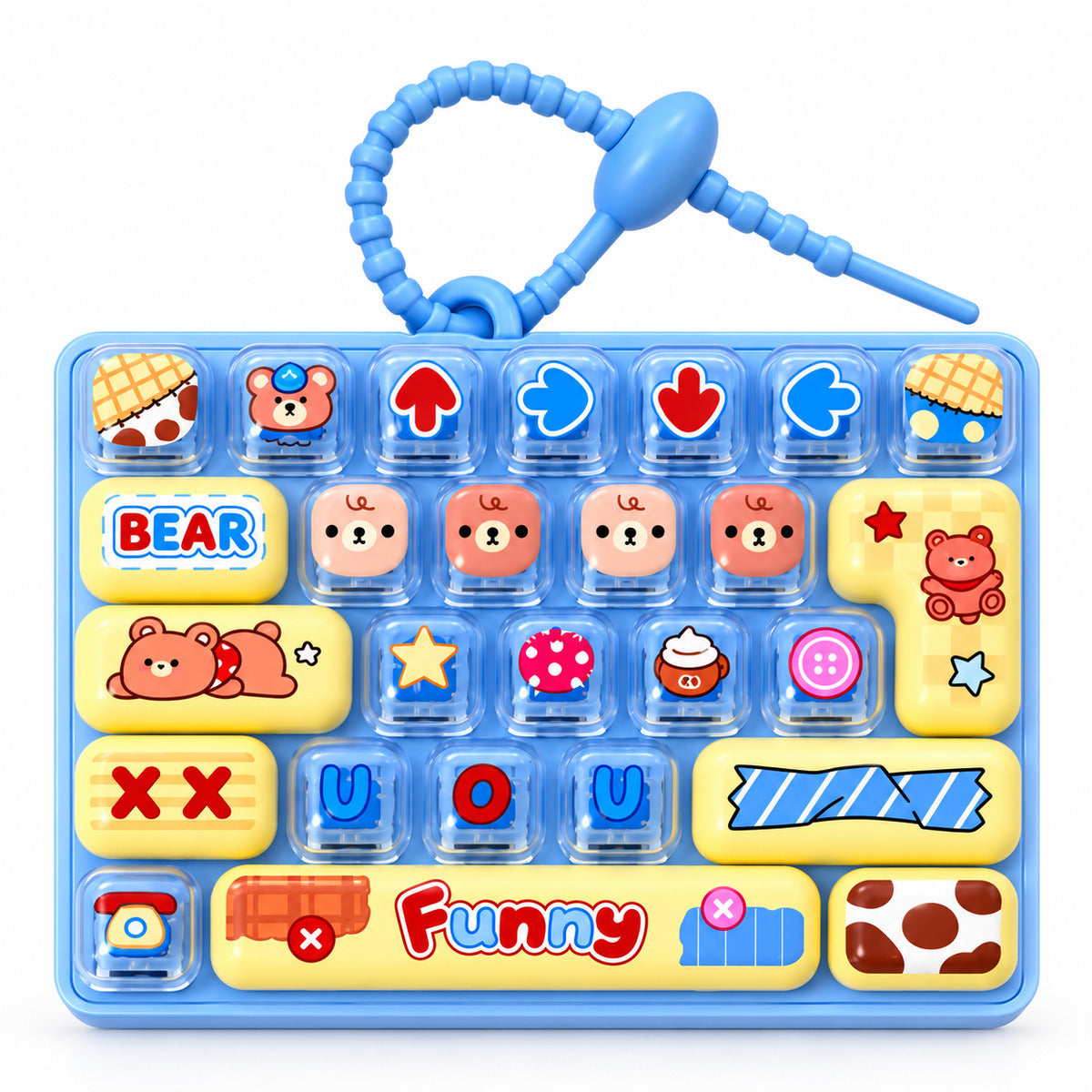  26 Key Stress Relief Fidget Keyboard Keychain - 4 Assorted Design 