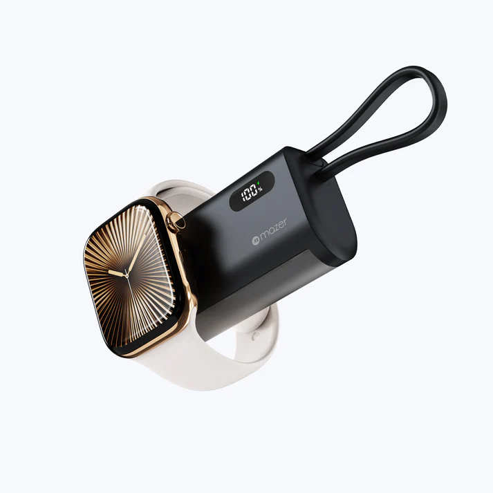 Mazer PowerCharge Pocket 2 5,000 mAh PD20W (Built-in Foldable USB-C Port, USB-C Cable & Apple Watch Charger) Power Bank (CCC Certified)