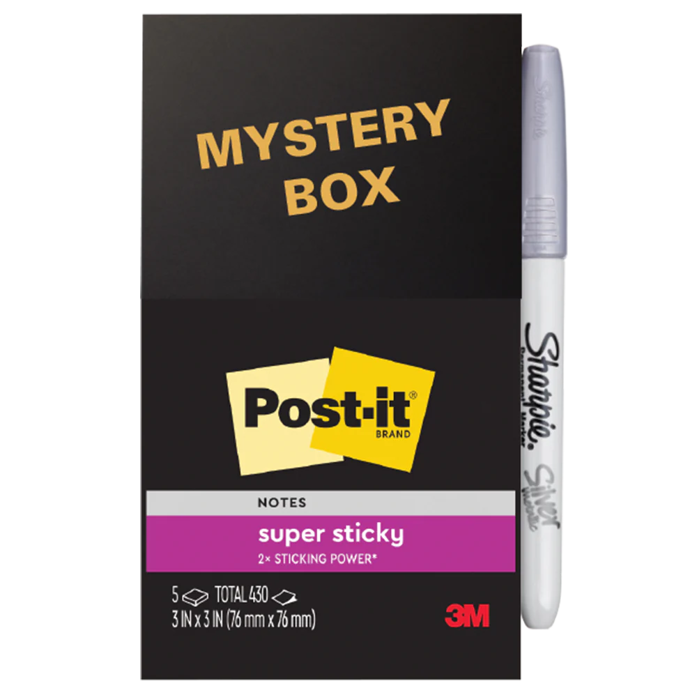Post-it® 654-5SSNE Simply Serene Collection Super Sticky Notes 3x3" with FOC Sharpie Marker on pack