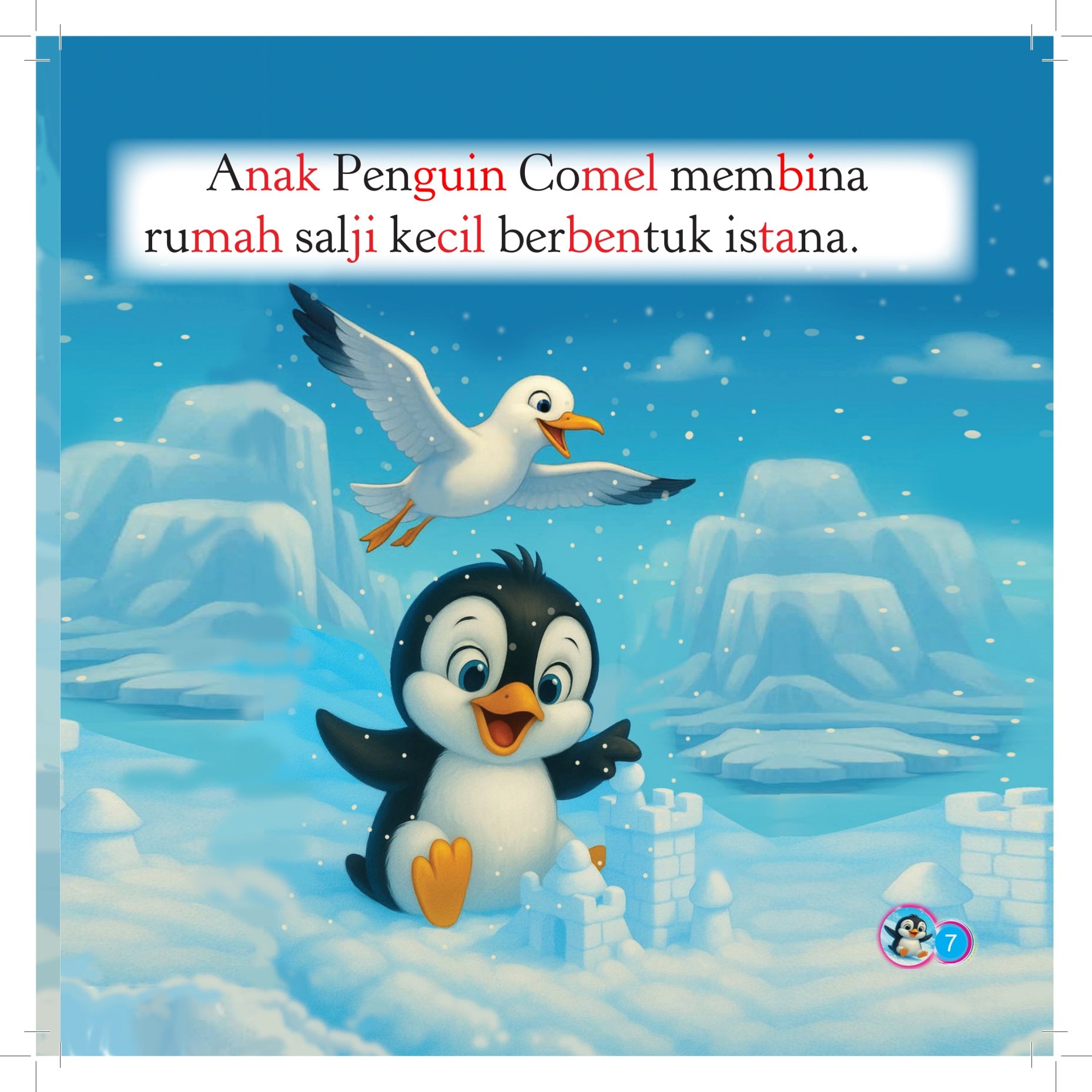 Siri Anak-anak Haiwan Comel : Anak Penguin Comel Main Salji