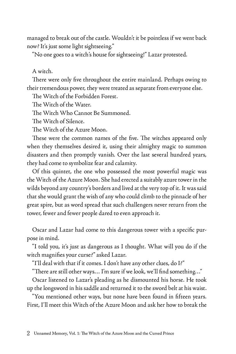 Unnamed Memory 01: The Witch of the Azure Moon and the Cursed Prince [Novel]