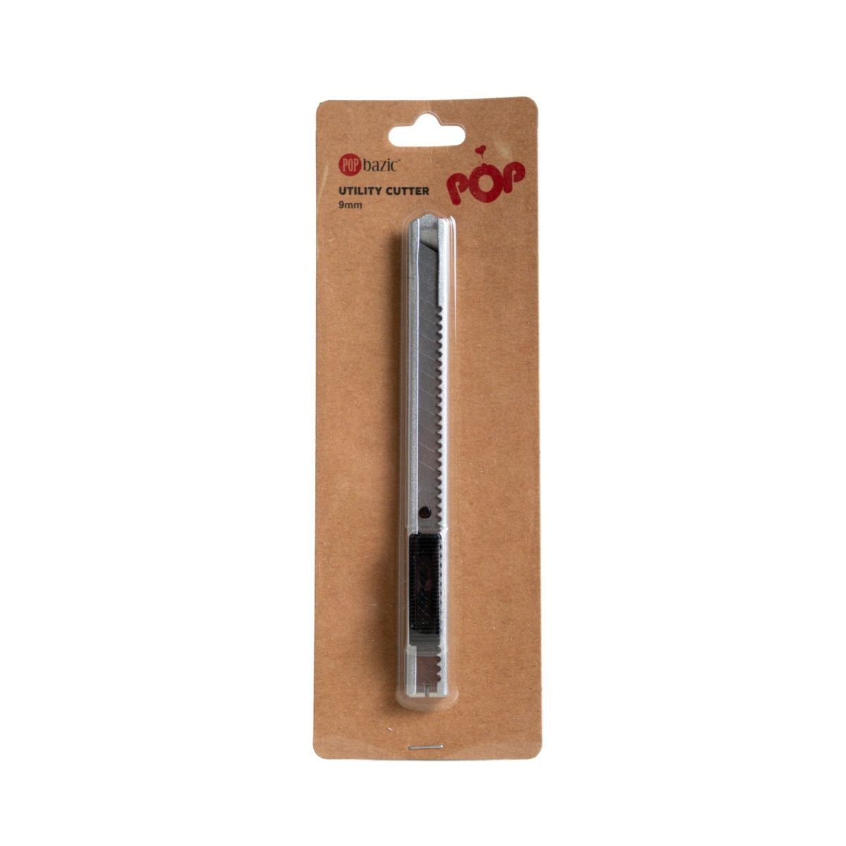 Pop Bazic Large Utility Cutter Knife Silver with Black Lock 234bc
