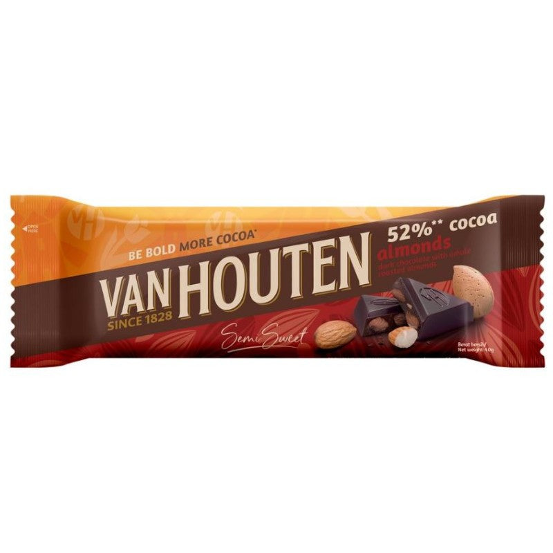 Vh Dark 52 Cocoa Almonds Choc Bar 40g