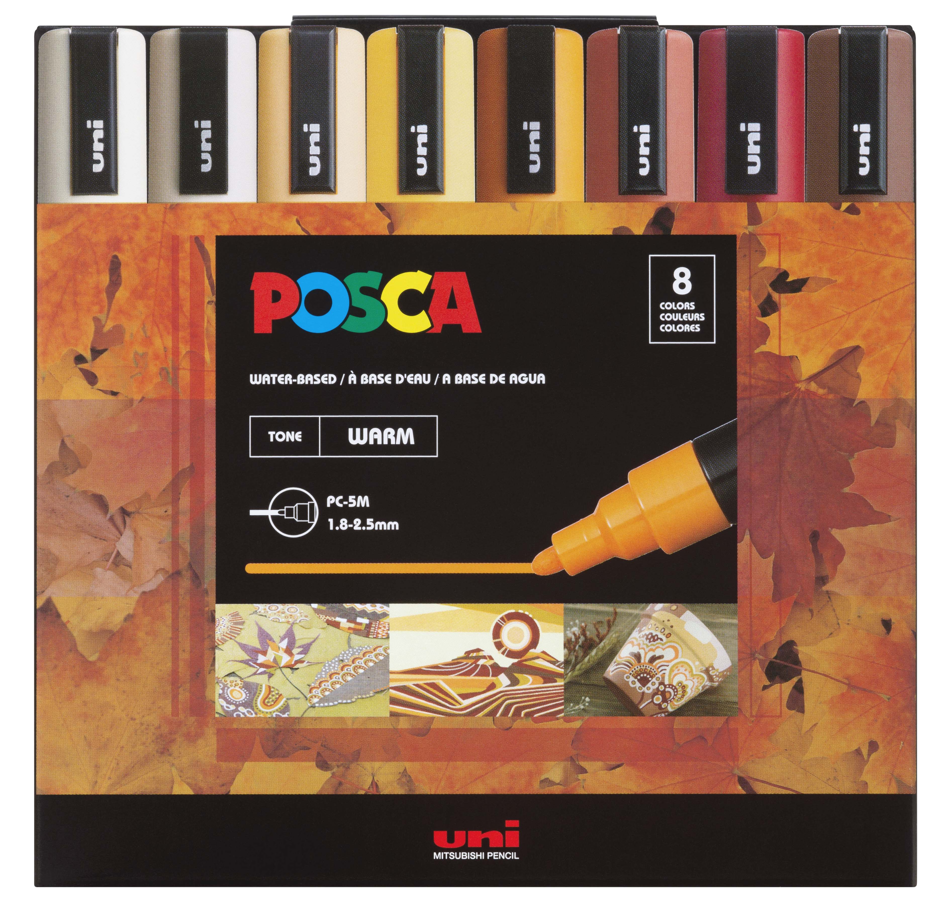 UNI POSCA MARKER PC-5M WARM COL 8C SET