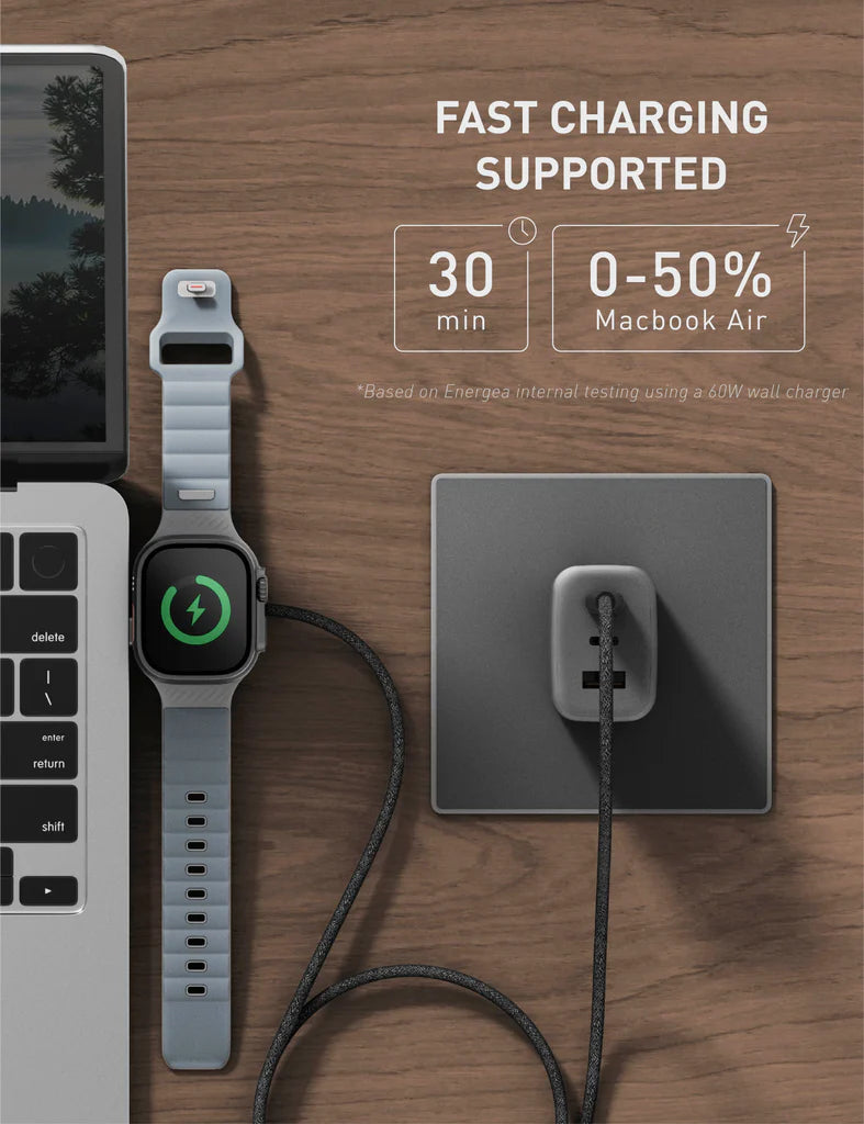 Energea Flow Duo Watch 2-in-1 60W C-C Cable (Sage)
