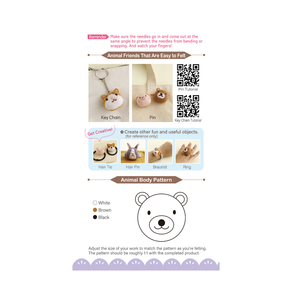 DIY Animal Felting Key Charm - Macchiato Bear