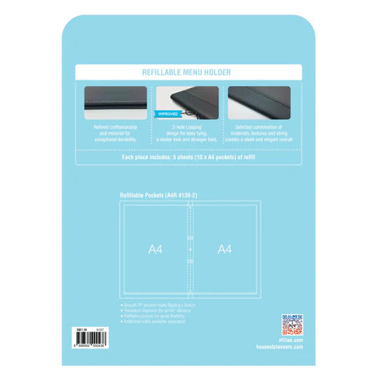 R'fillae A4 Pu Leather Refillable Menu Folder