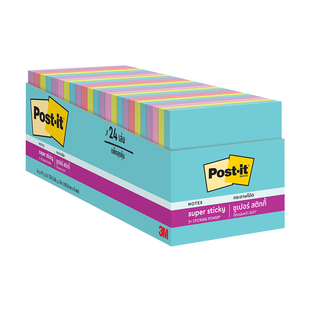 Post-it® 654-24SSMIA-CP Super Sticky Notes Cabinet Pack, 24pads/box, 3X3"