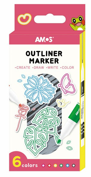 Amos Outliner Marker 6piece Set Olm6p