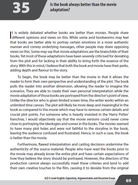 GCE O-Level English Expository, Argumentative and Discursive Essays
