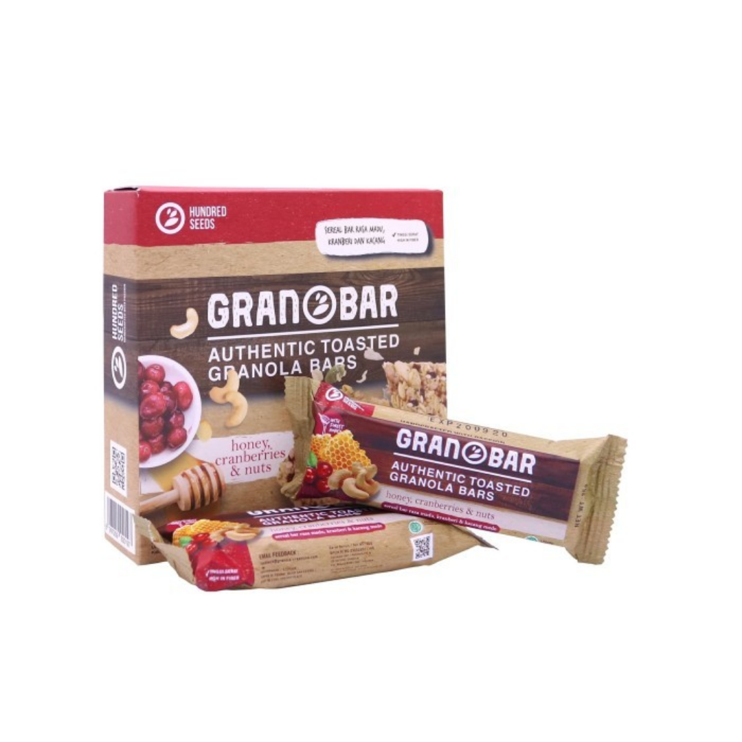 Hundred Seeds Granobar Box of 5 Honey Cranberry Nuts