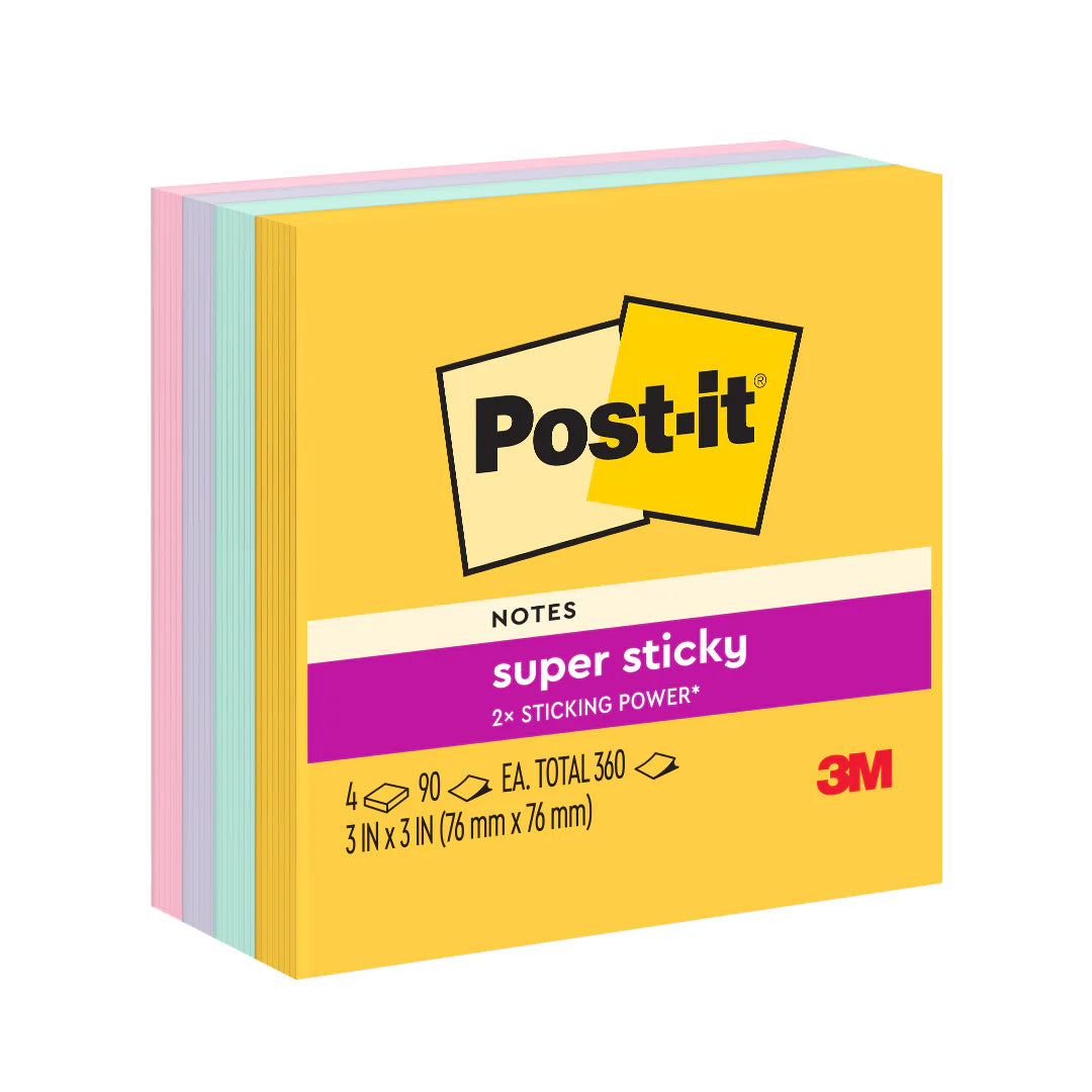 Post-it® 654-4ssswt Sweet Notes, 3x3", 90sheets, 4pads/pack