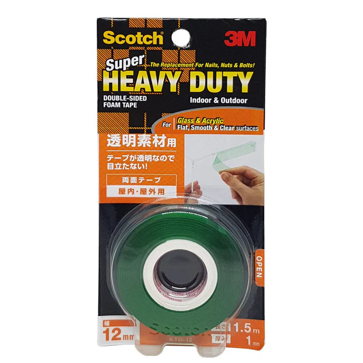 Scotch® KTD12 Super Heavy Duty Transparent Surface Mounting Tape 12MMX1.5M
