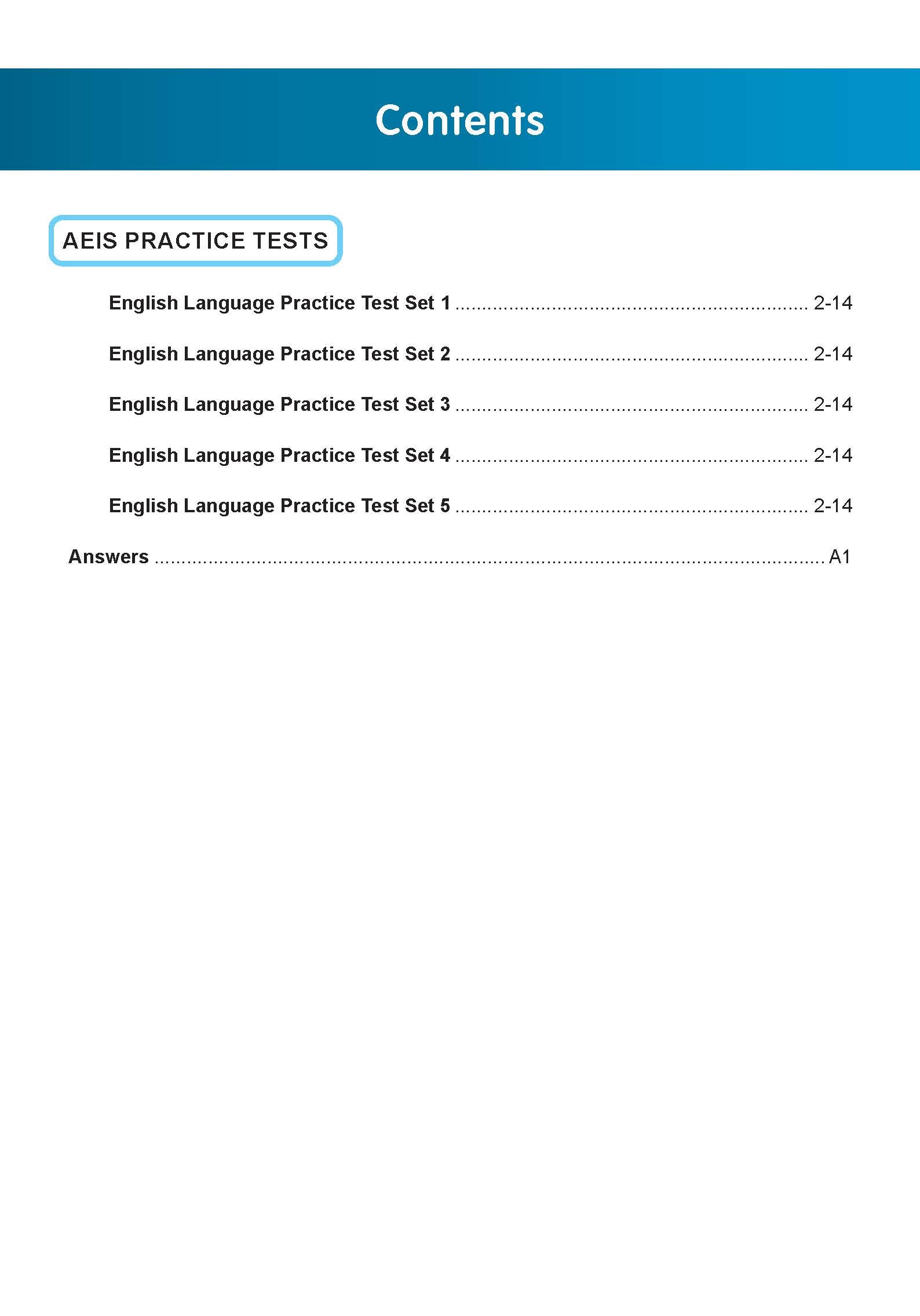AEIS Practice Tests ENGLISH – Secondary 2 (13 to 15+ Years)