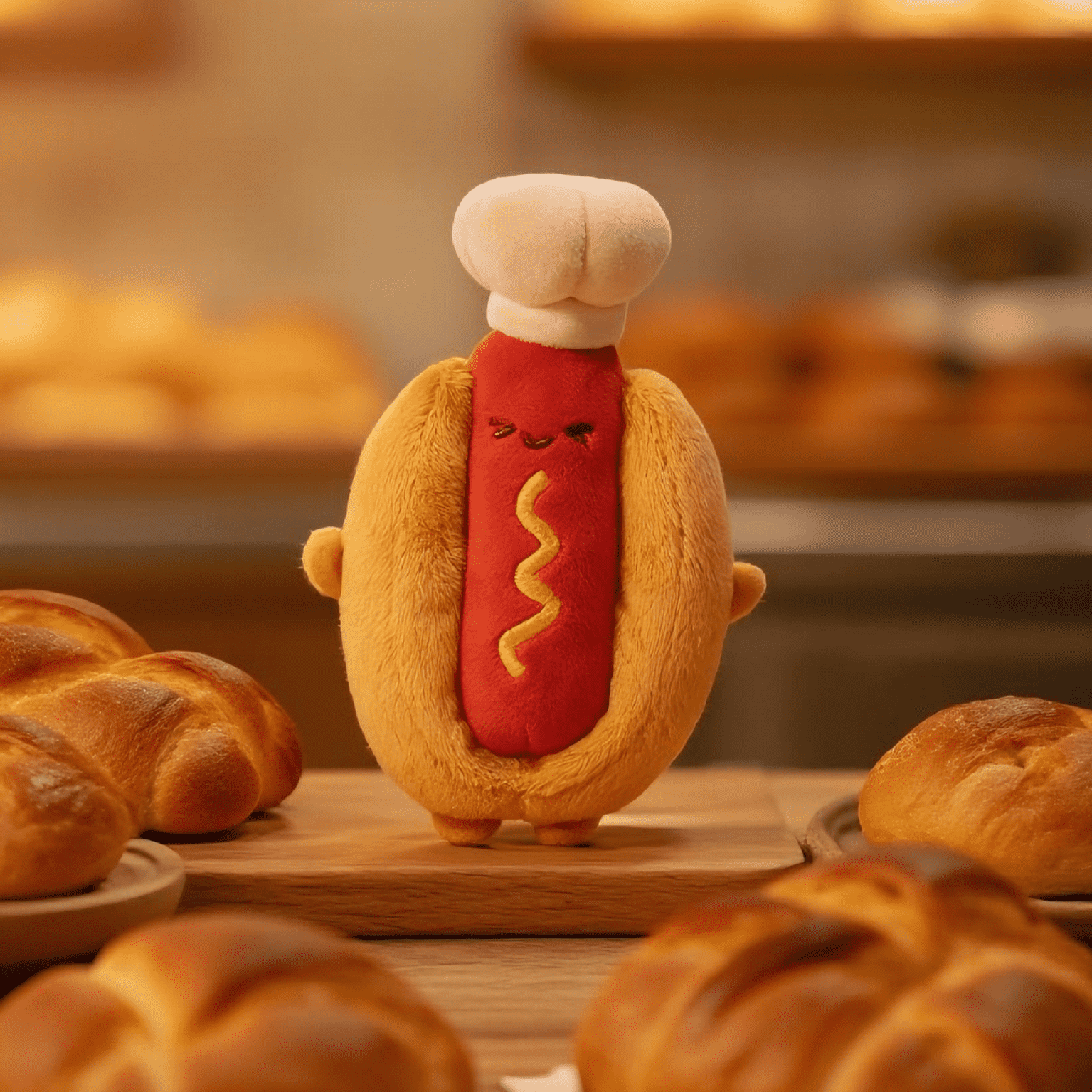 Pinching Plush 0.5mm Gel Pen Bag Charm - Hot Dog