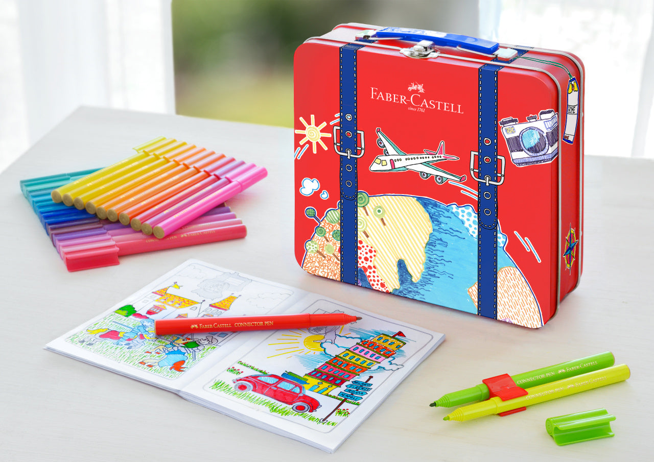 Faber-Castell Connector Pen Colour Marker Pen Set in Traveler Tin, Set of 40-155535