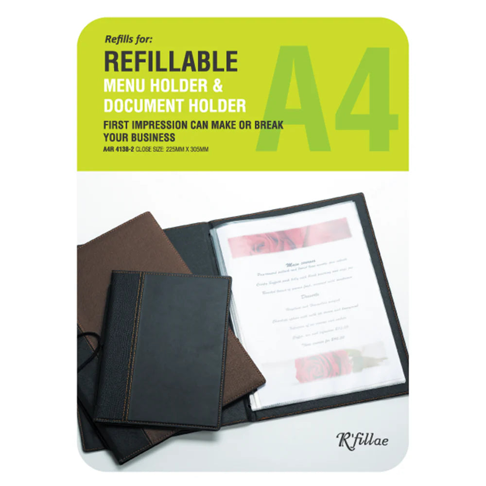 R'fillae A4 Pvc Pocket Refill For Menu Folder