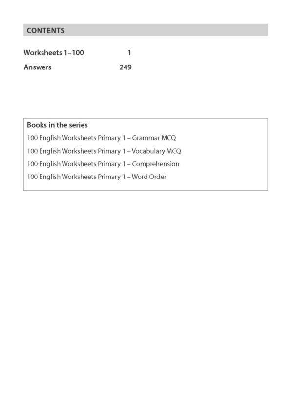 100 English Worksheets Primary 1 – Comprehension