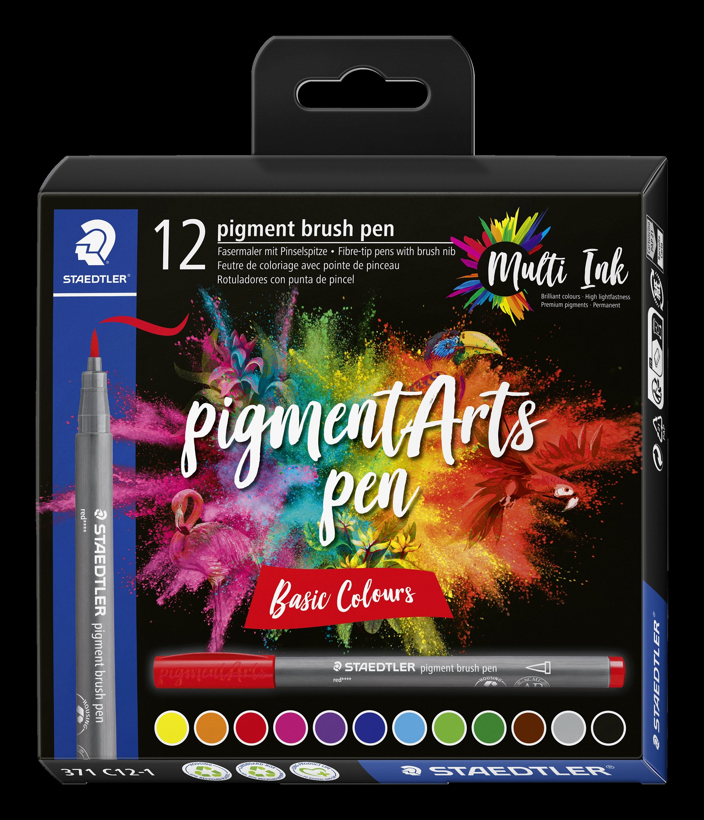 Staedtler Pigment Brush Pen 12's Basic colours