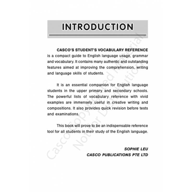Primary Student's Vocabulary Reference