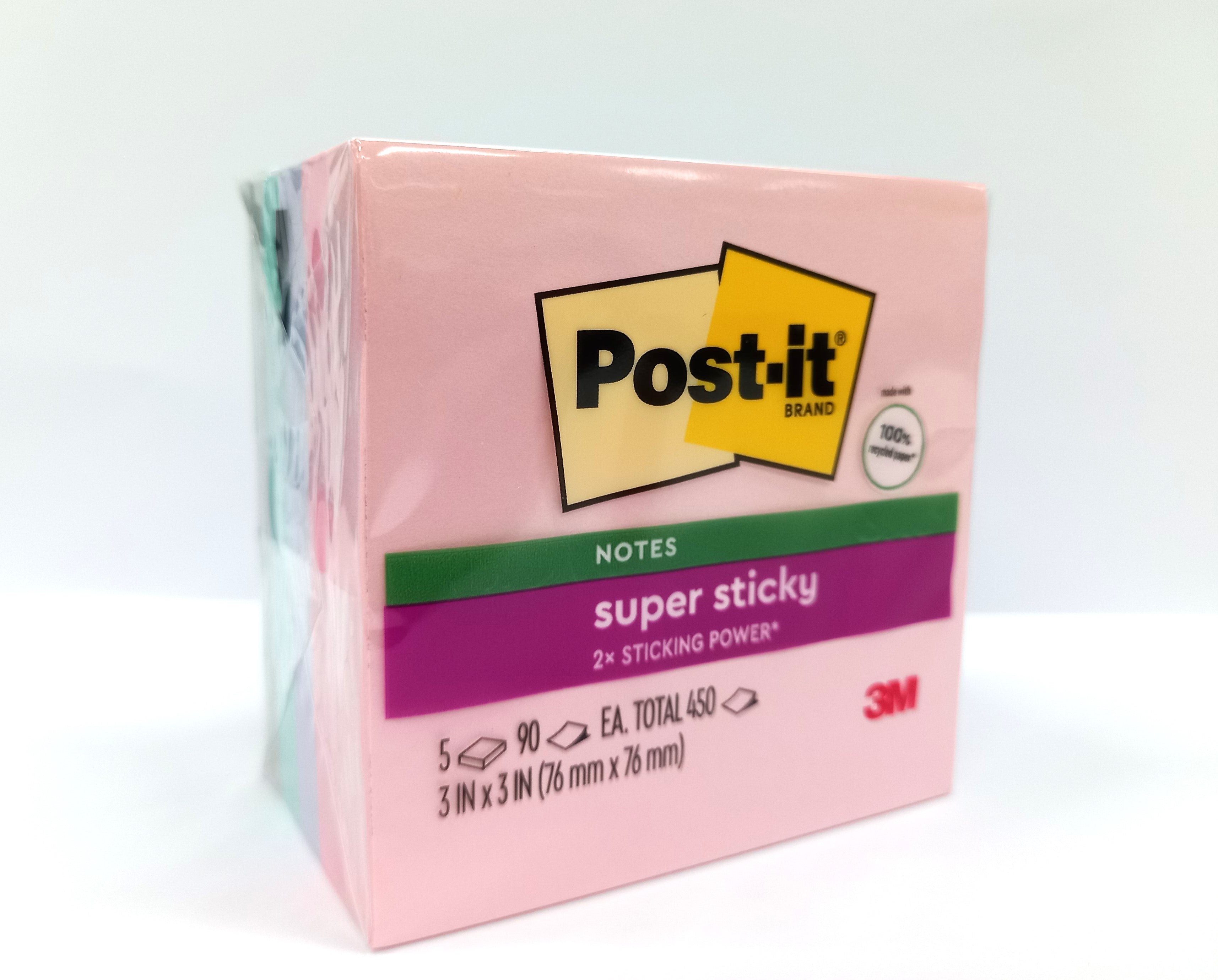 Post-it® 654-5SSNRP Super Sticky Recycled Notes, 3x3”