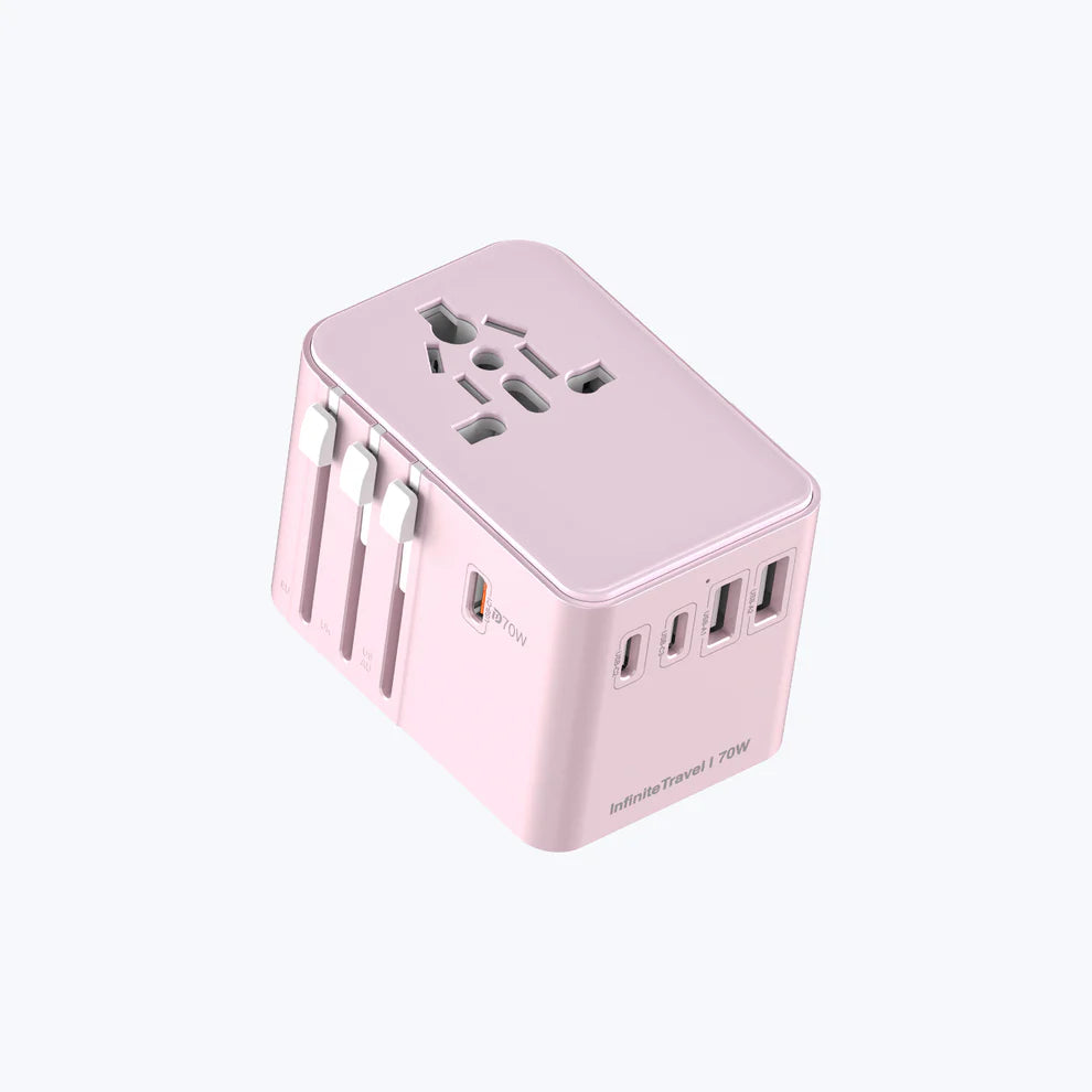 Mazer M-IFTravel170PD-PK InfiniteTravel GaN PD70W 3C+2A World Travel Charger (Pink)