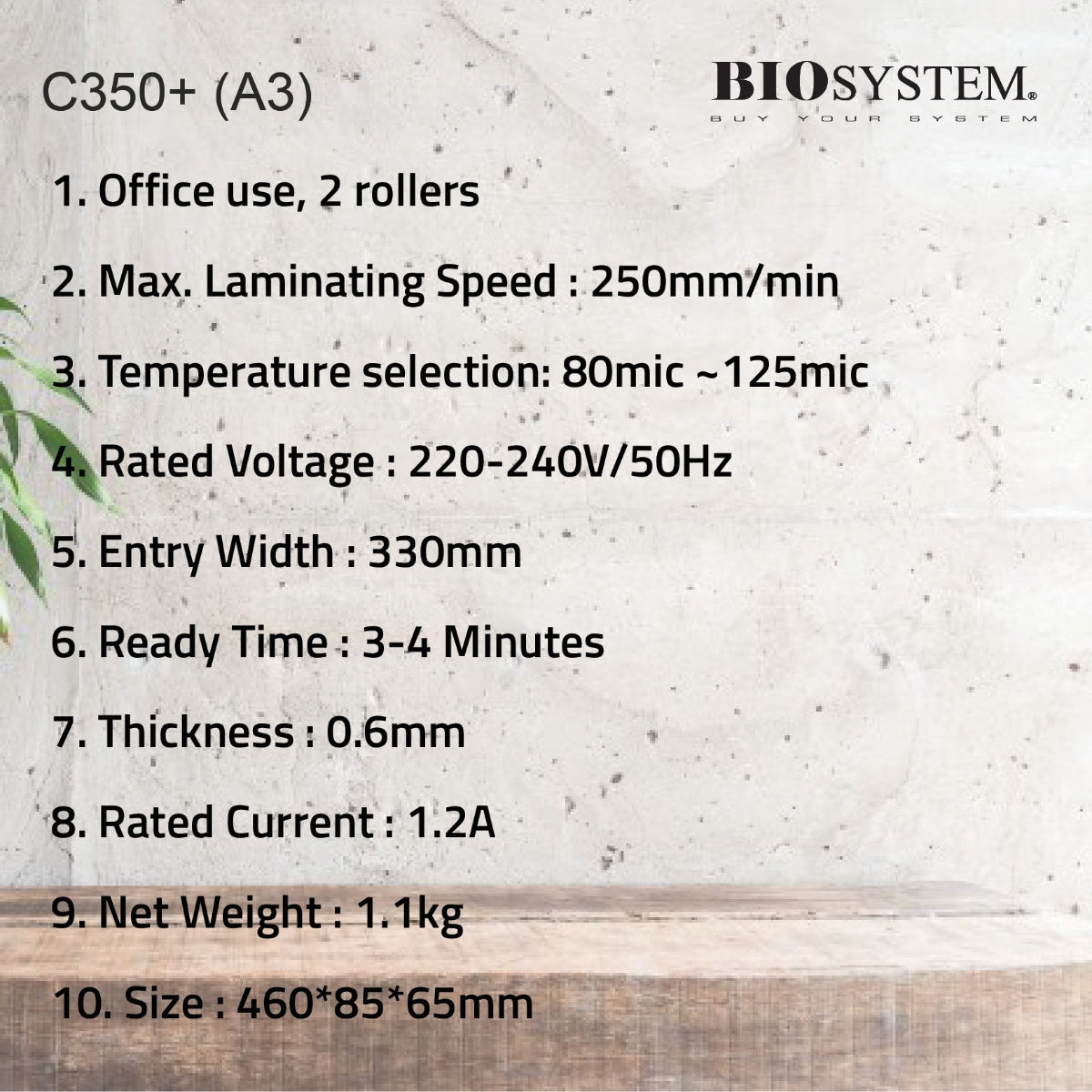 Biosystem Laminator C350+ A3
