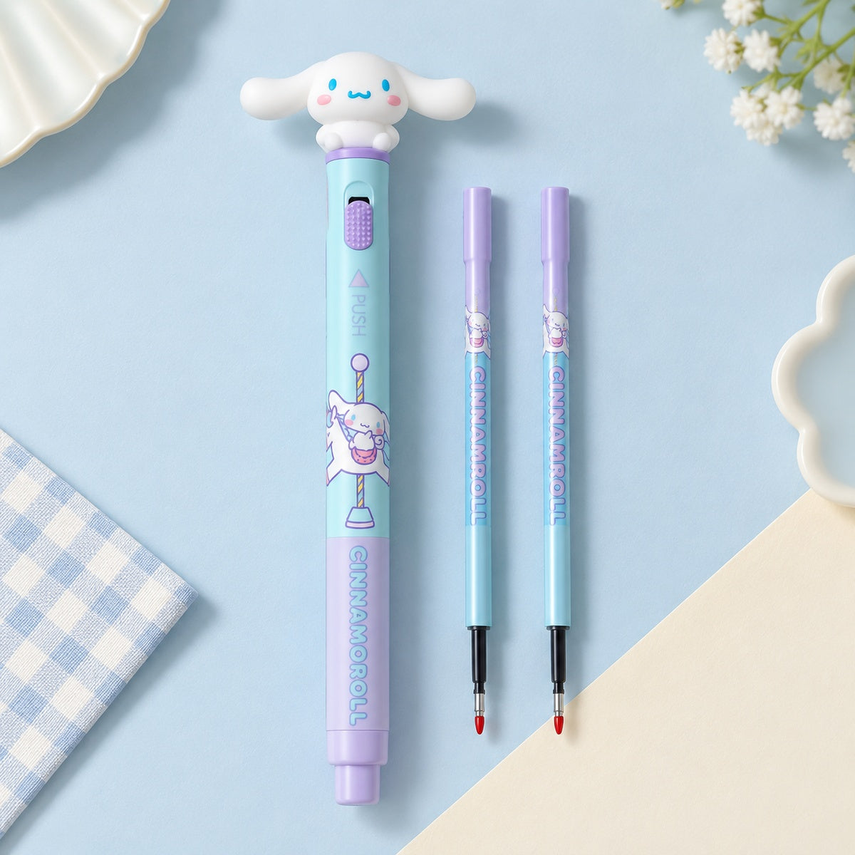  Sanrio Characters Light Up Gel Pen With 2 Refills 0.5mm Assorted 