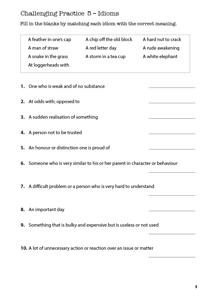 Primary 6 English: Challenging Vocabulary Practice