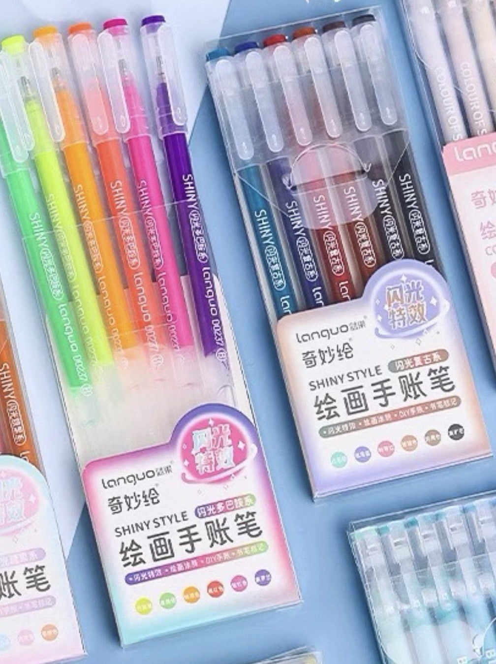  Shiny Glitter Colours Drawing Pen 6pcs Set - Retro Tones Series 