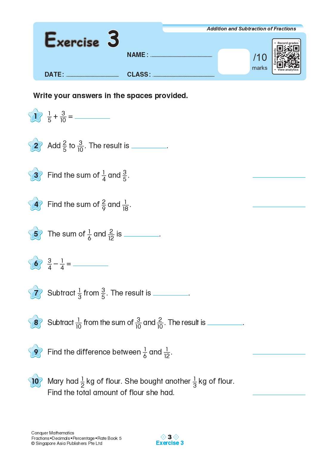 Conquer Mathematics Fractions . Decimals . Percentage . Rate Workbook 5