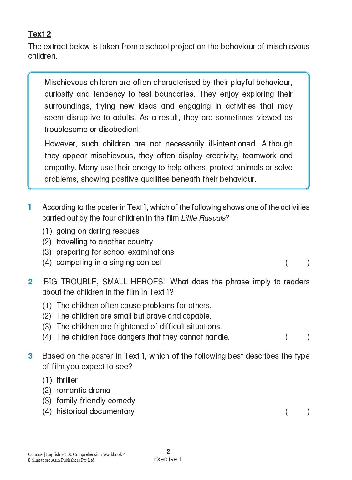 Conquer English Visual Text Comprehension & Comprehension Workbook 4
