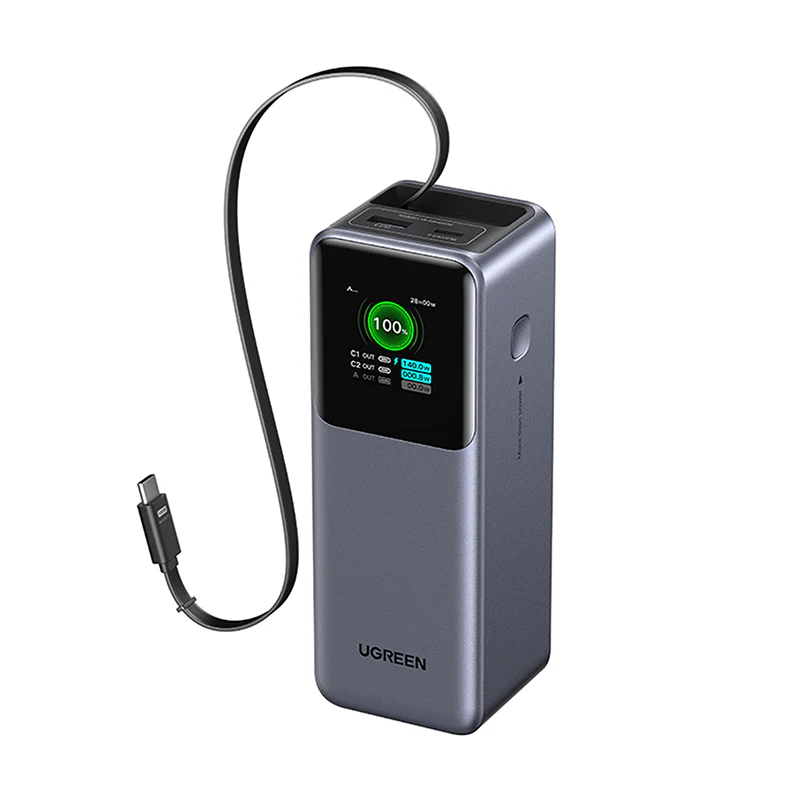 Ugreen PB726 20000mAh 165W CCC PD PB with Retractable Cable - Black