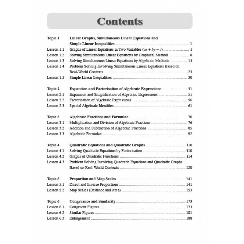 Secondary 2 Mathematics Topical Guide - Revised Edition 2021